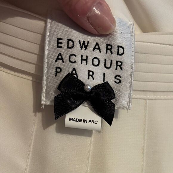 Edward Achour Paris Knee Length Chiffon Pleated Skirt - Ivory sz 46 - Picture 9 of 14